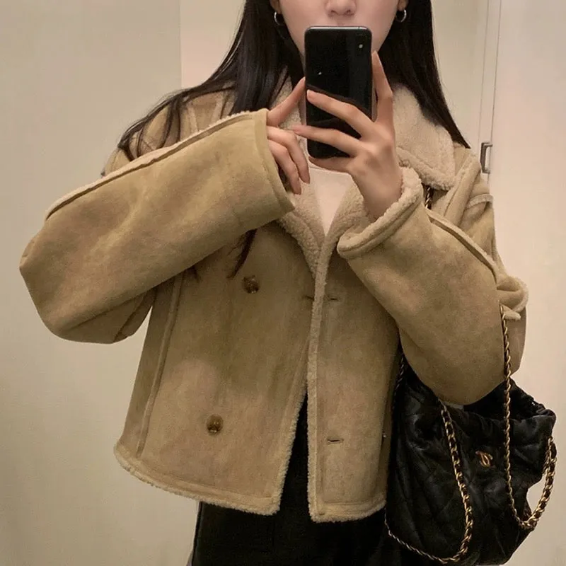 Faux Suede Sherpa Jacket