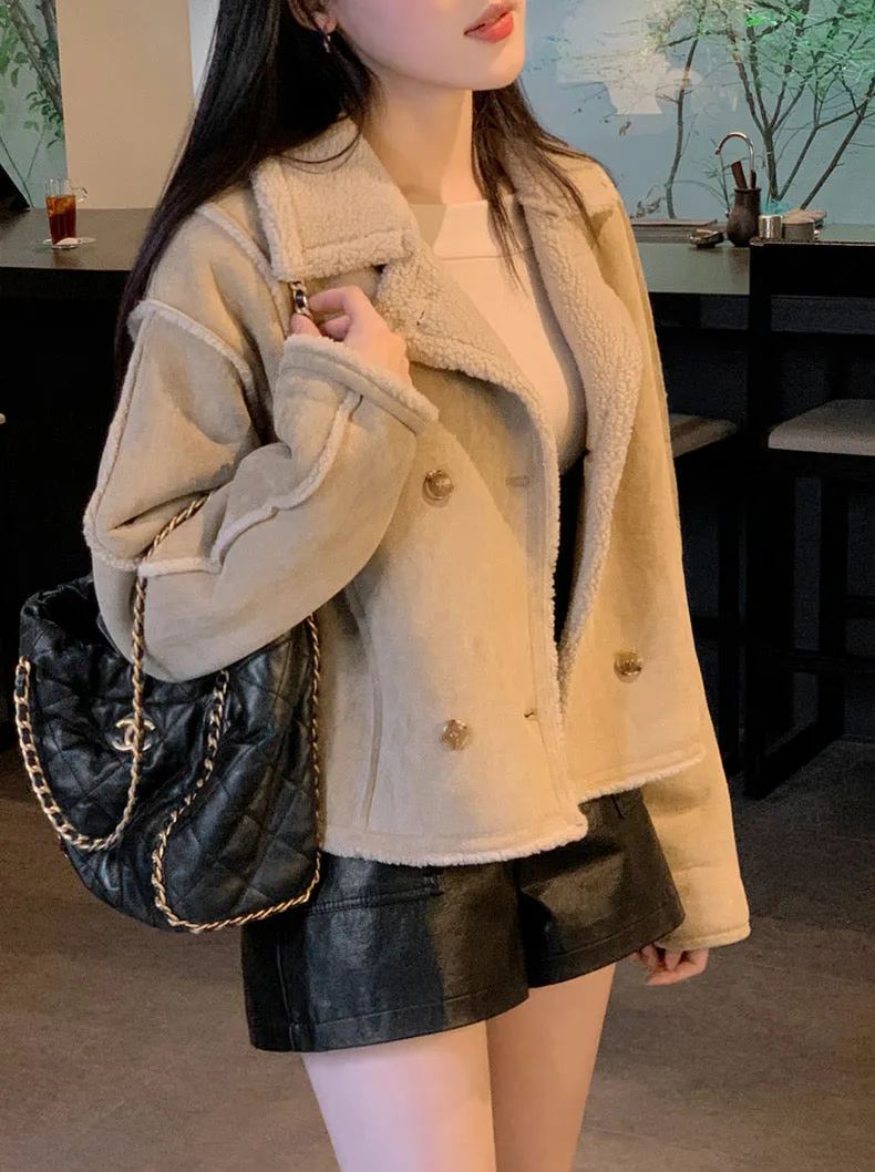 Faux Suede Sherpa Jacket