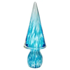 Formia 1980s Italian Vintage Turquoise Blue & White Murano Glass Tree Sculpture
