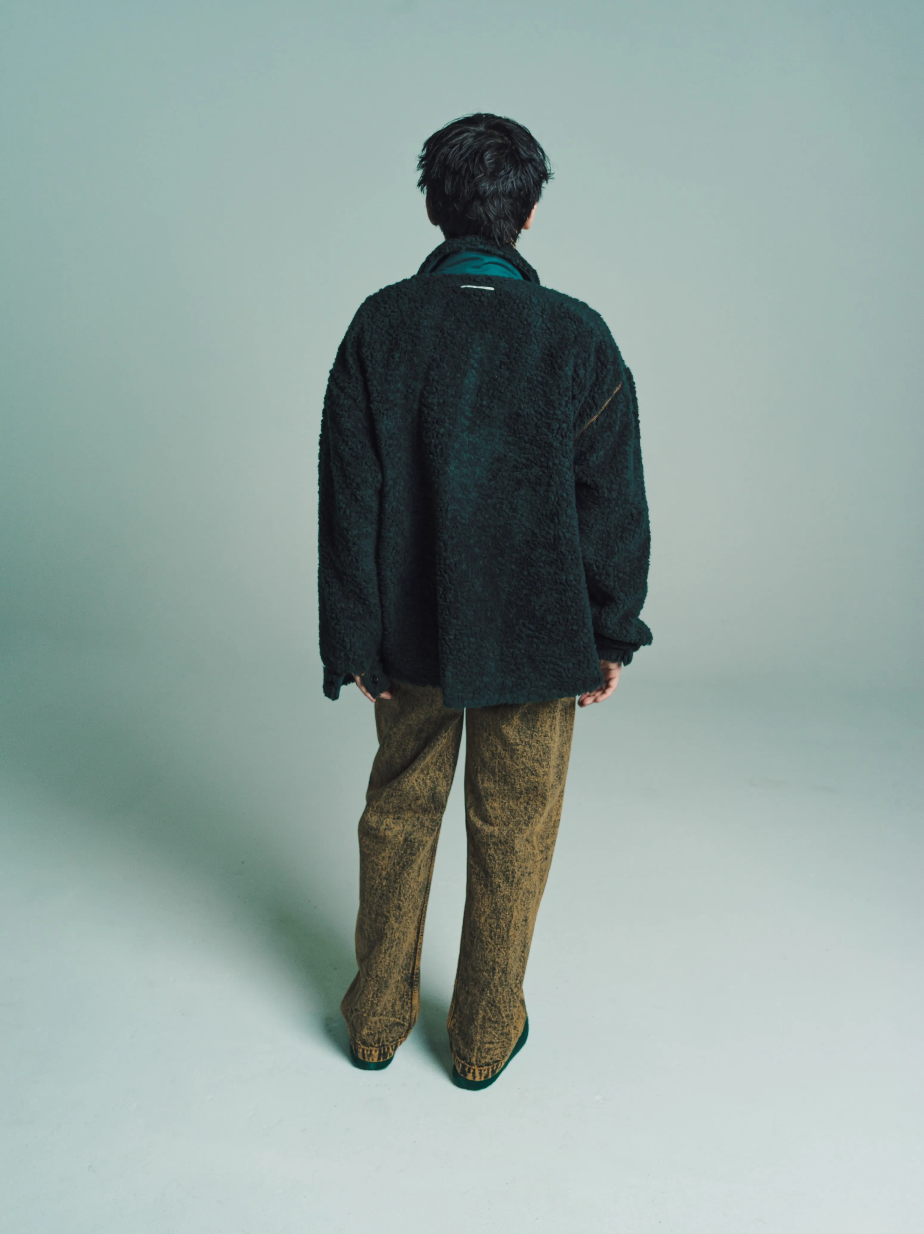 Green Sherpa Zip Shirt Jacket
