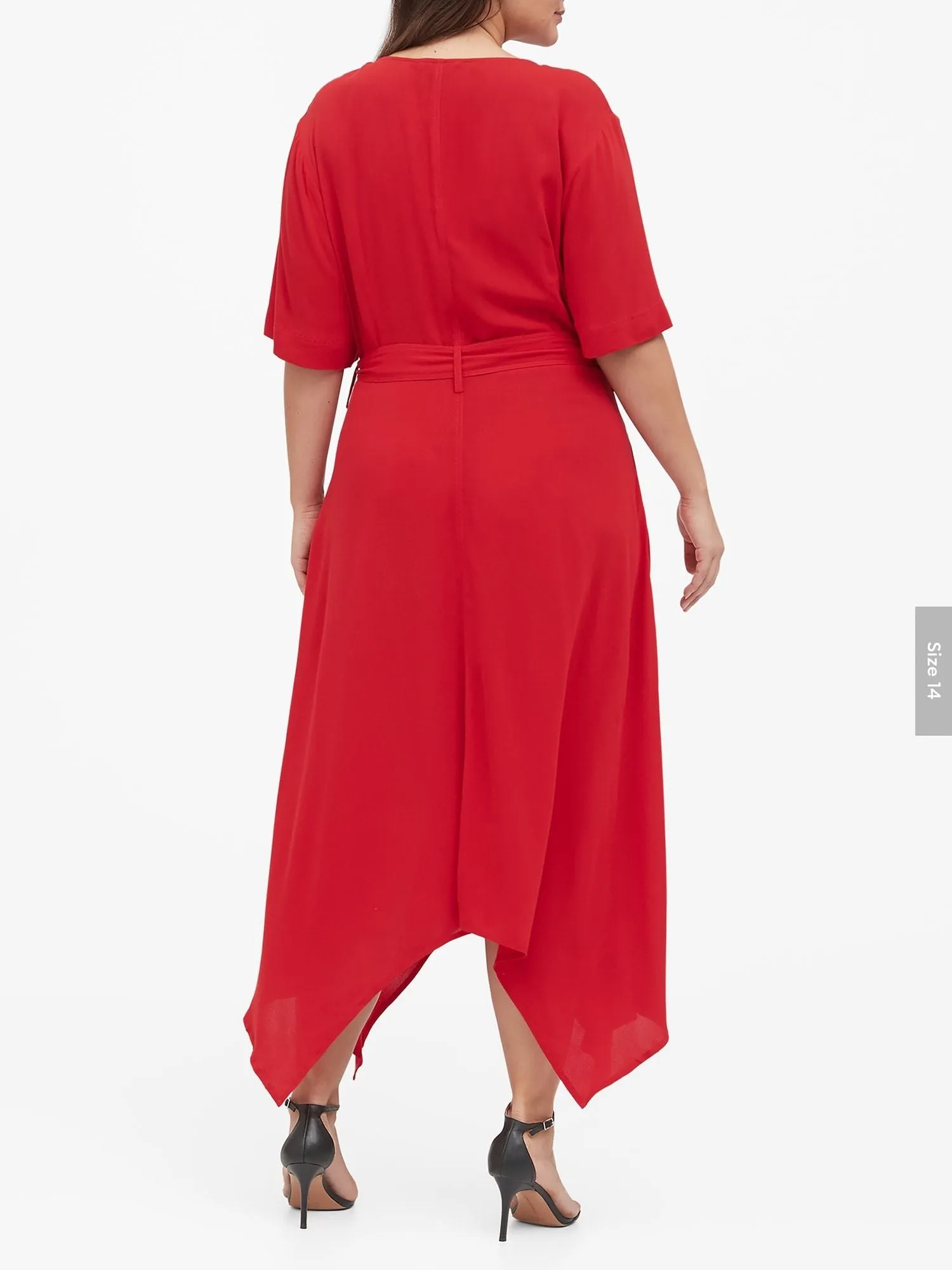 Handkerchief-Hem Wrap Dress in Ultra Red