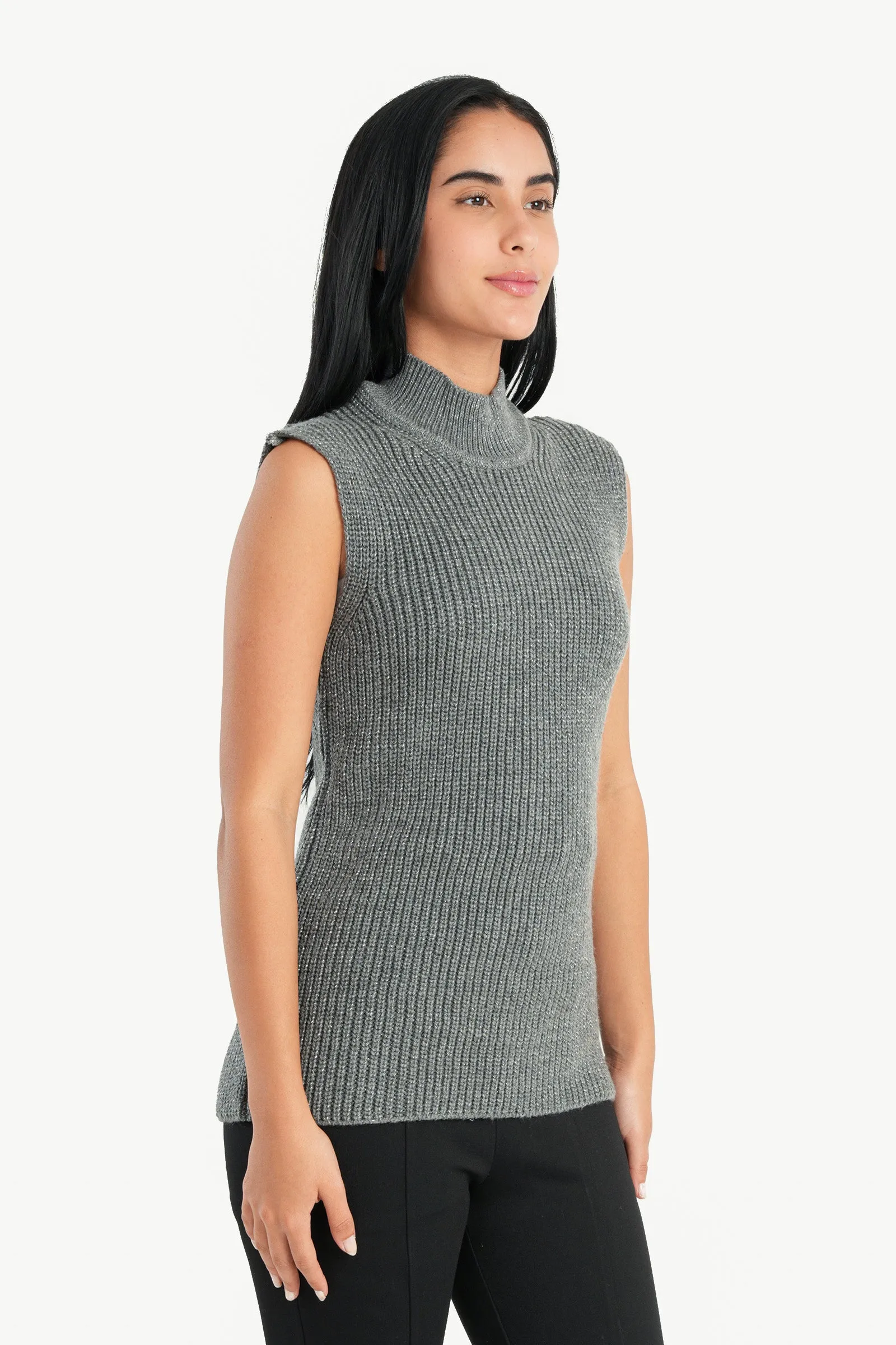 High Neck Ribbed Pullover