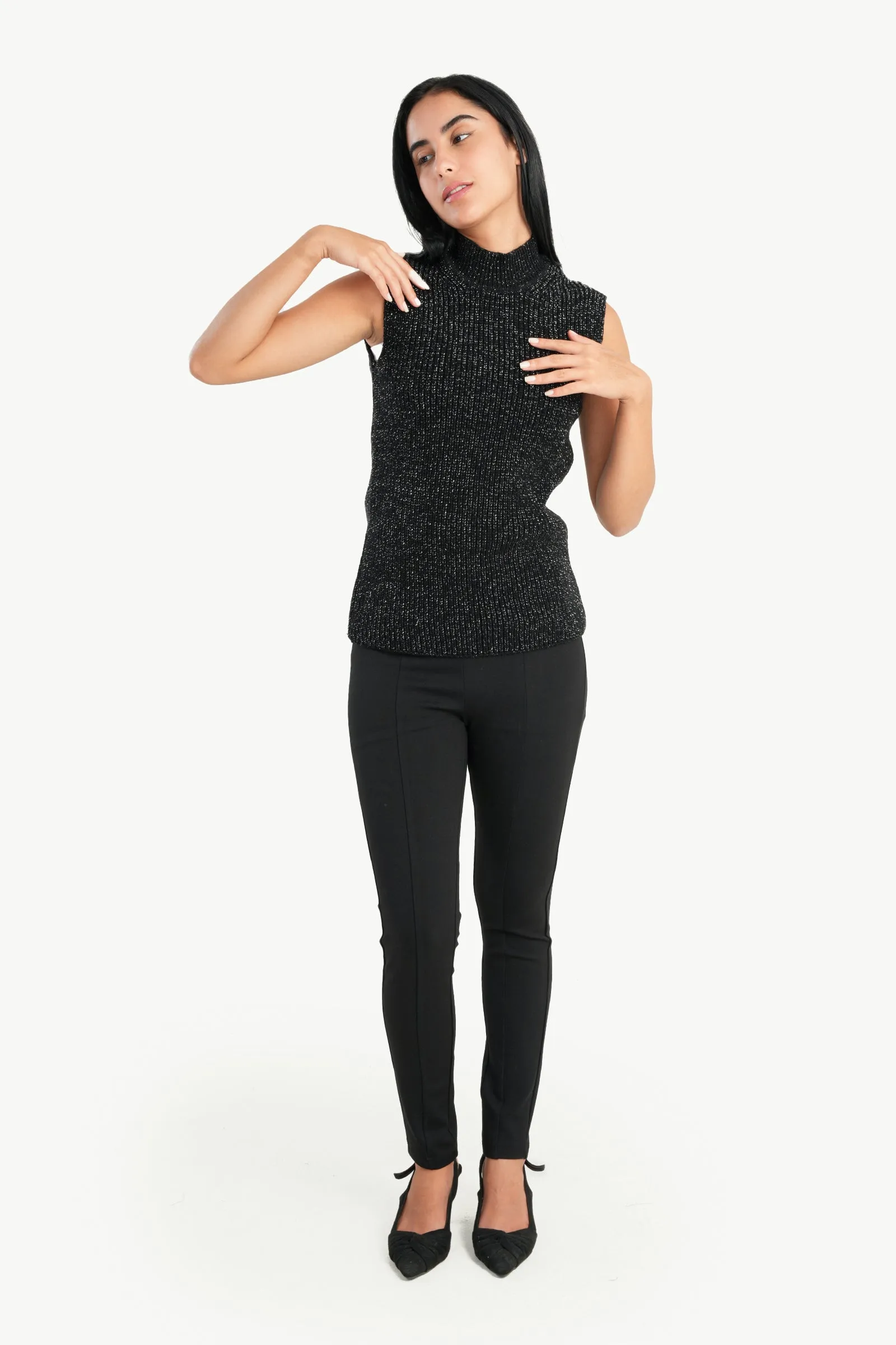 High Neck Ribbed Pullover
