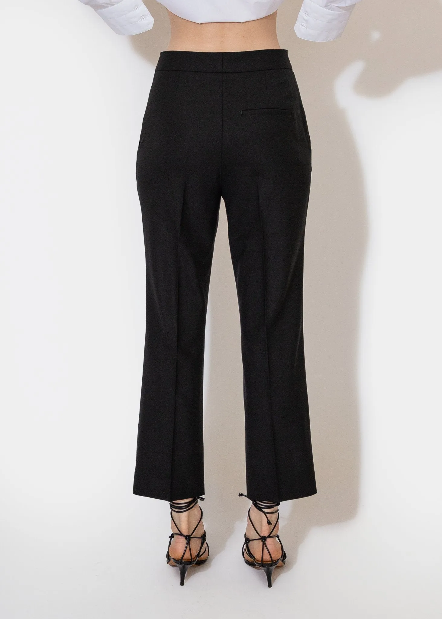 High Waisted Crop Trouser Black