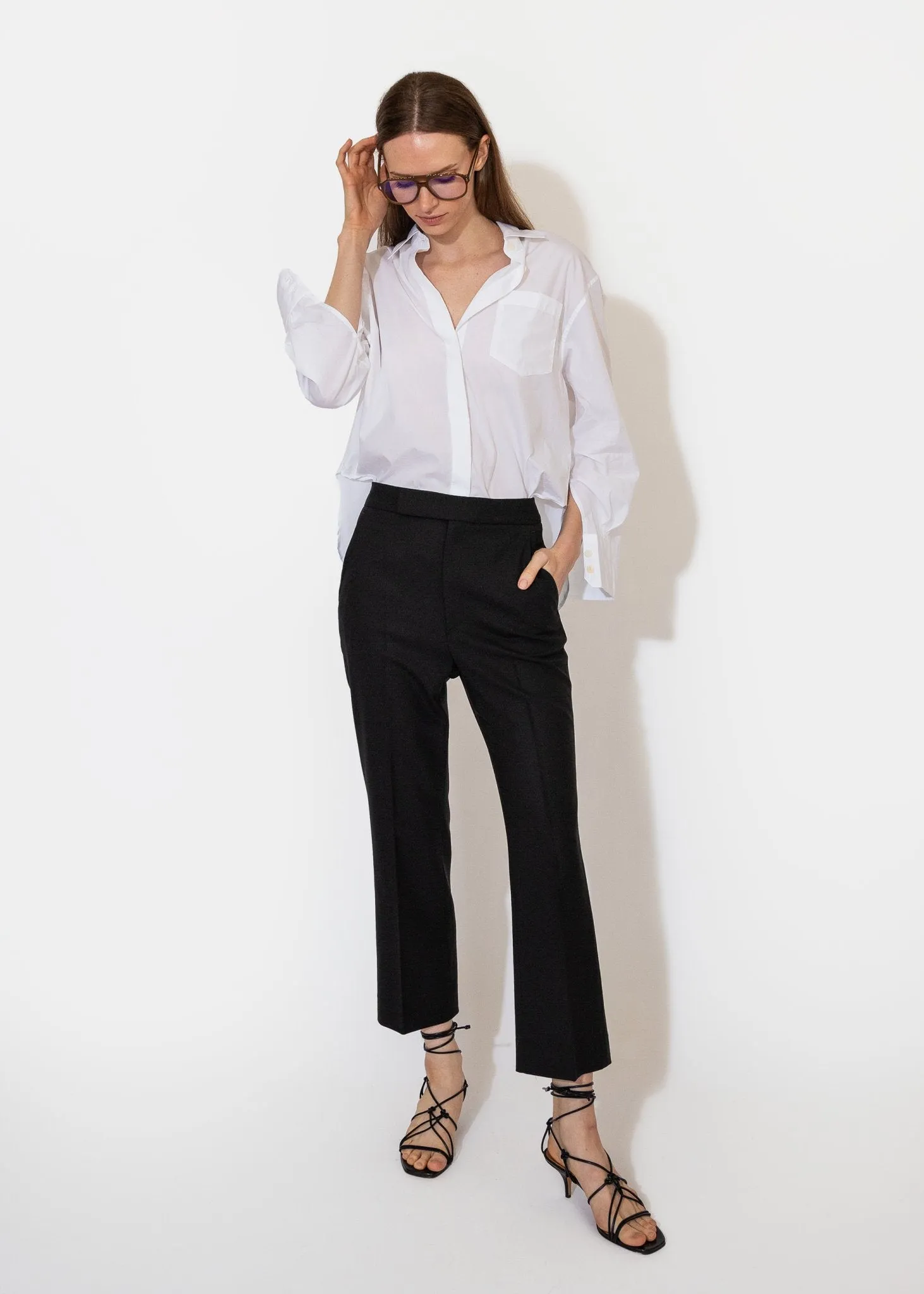 High Waisted Crop Trouser Black