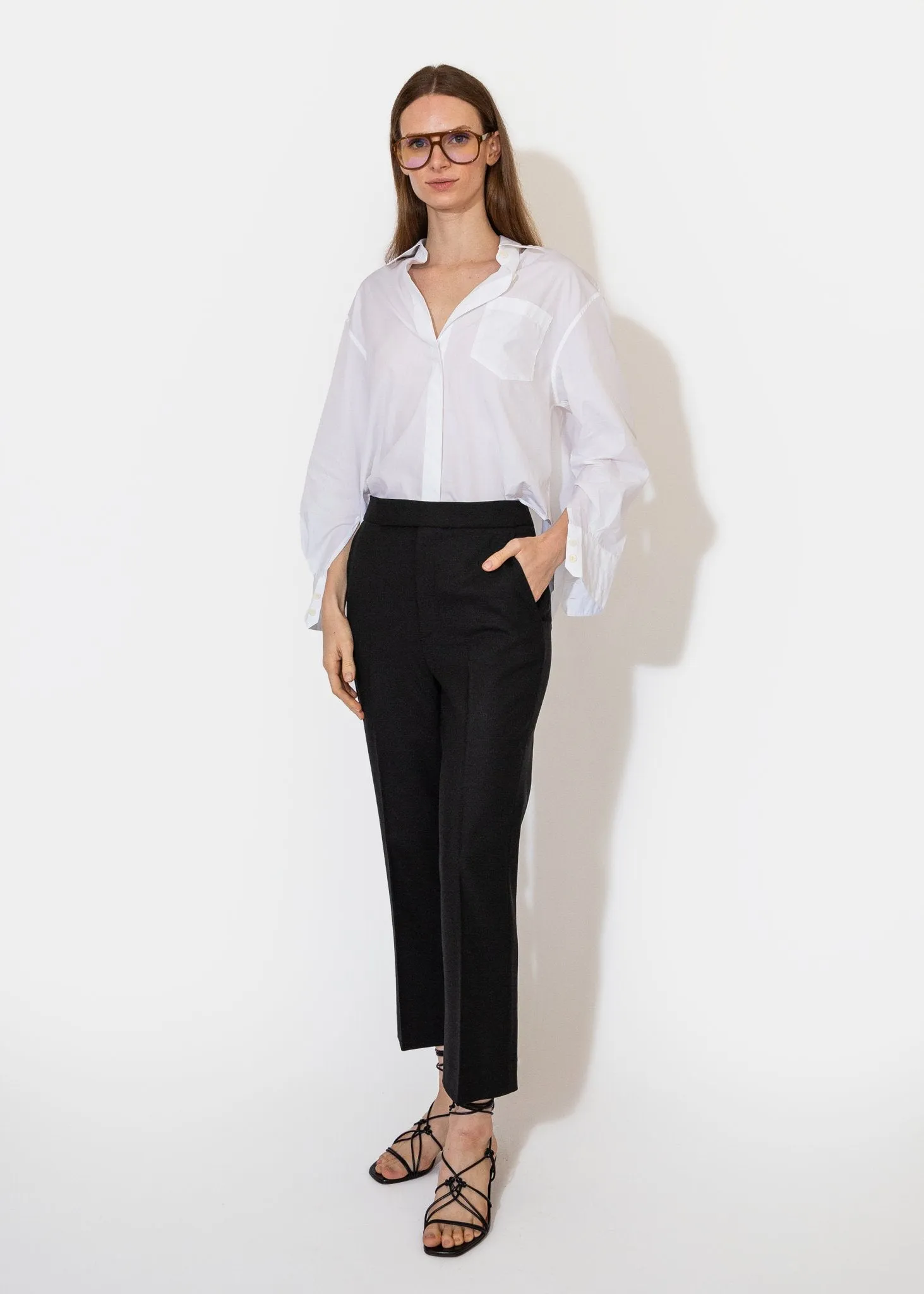 High Waisted Crop Trouser Black