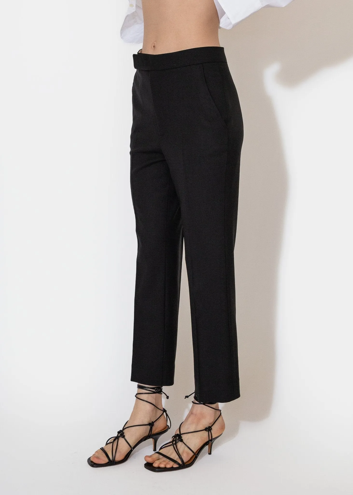 High Waisted Crop Trouser Black