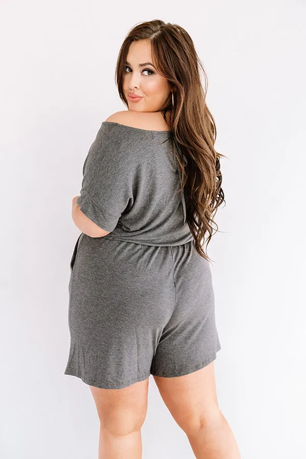 Hit Refresh Romper In Charcoal Curves