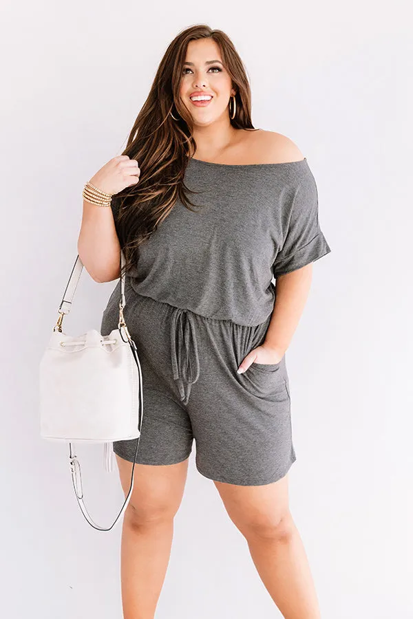 Hit Refresh Romper In Charcoal Curves