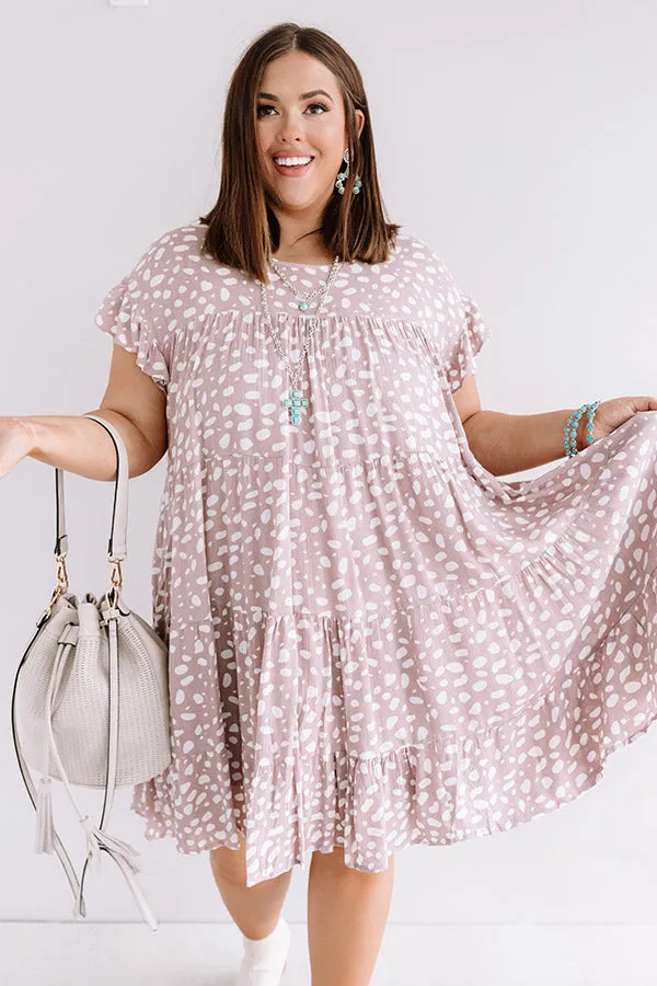 Hooked On Love Leopard Shift Dress In Dusty Purple Curves