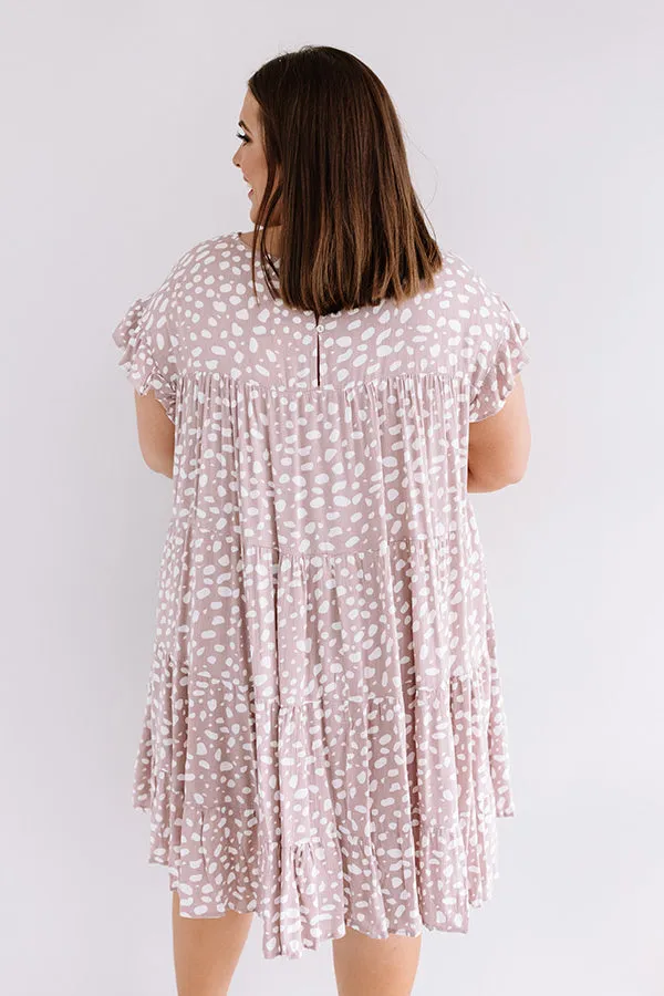 Hooked On Love Leopard Shift Dress In Dusty Purple Curves