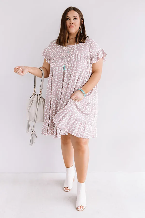 Hooked On Love Leopard Shift Dress In Dusty Purple Curves
