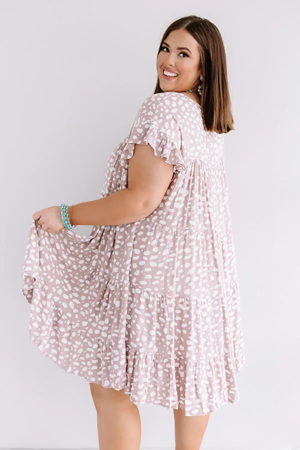 Hooked On Love Leopard Shift Dress In Dusty Purple Curves