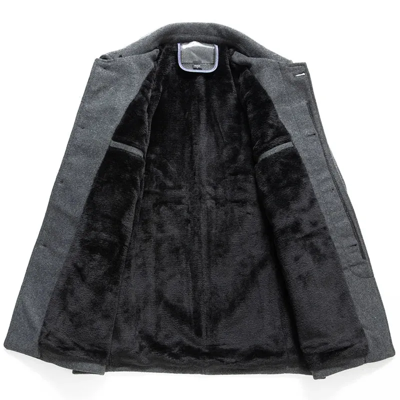 Jackets Business Casual Fleece Liner Woolen Autumn Winter Men Wool Jacket Slim Fit Thick Warm Trench Jackets Mens Brand Outwears