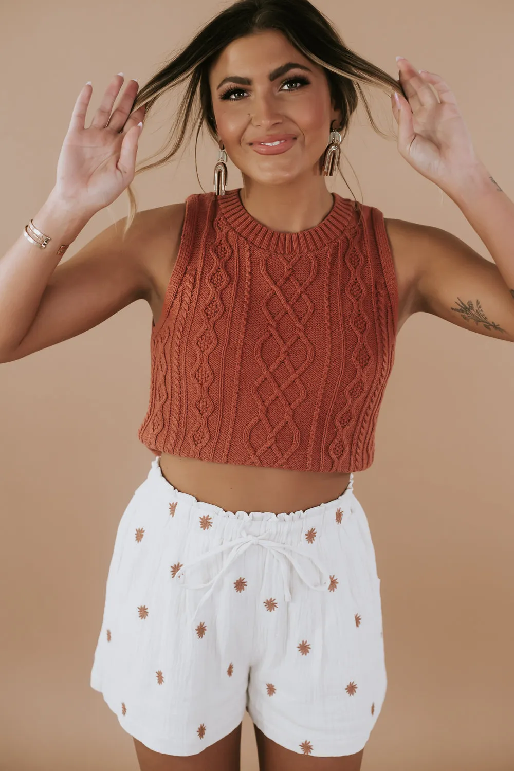 Kylie Sweater Tank Top, Clay