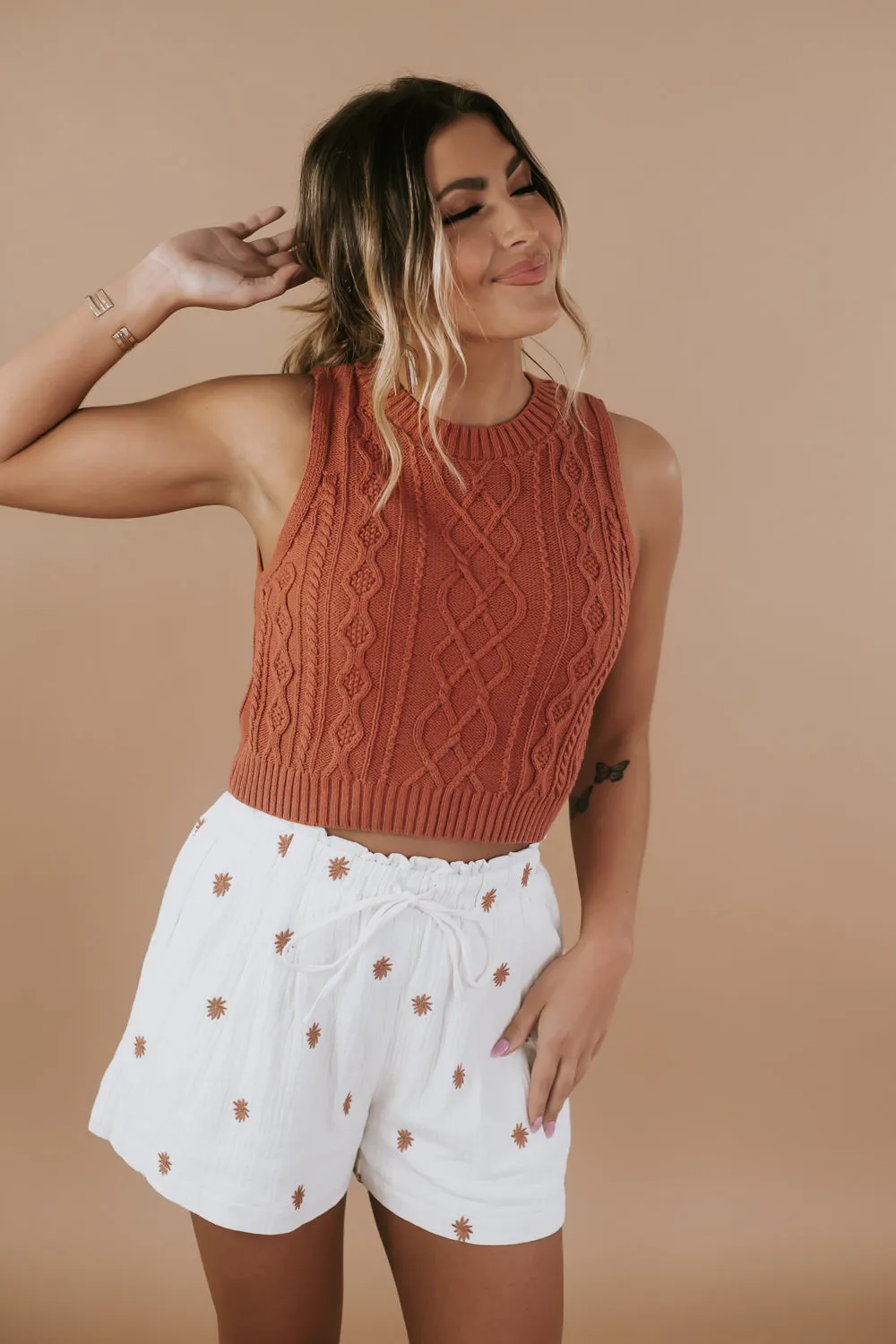 Kylie Sweater Tank Top, Clay