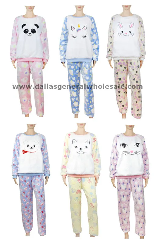 Ladies Fleece Pajama Sets Wholesale