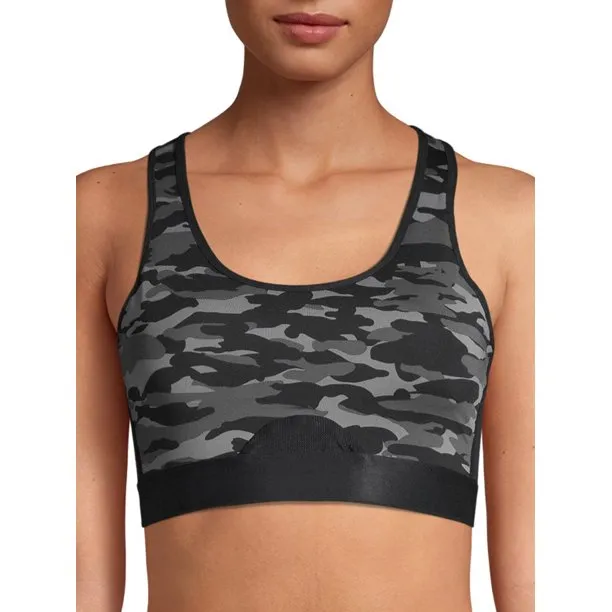 Layer8 Black/Gray Camo Print Sports Bra