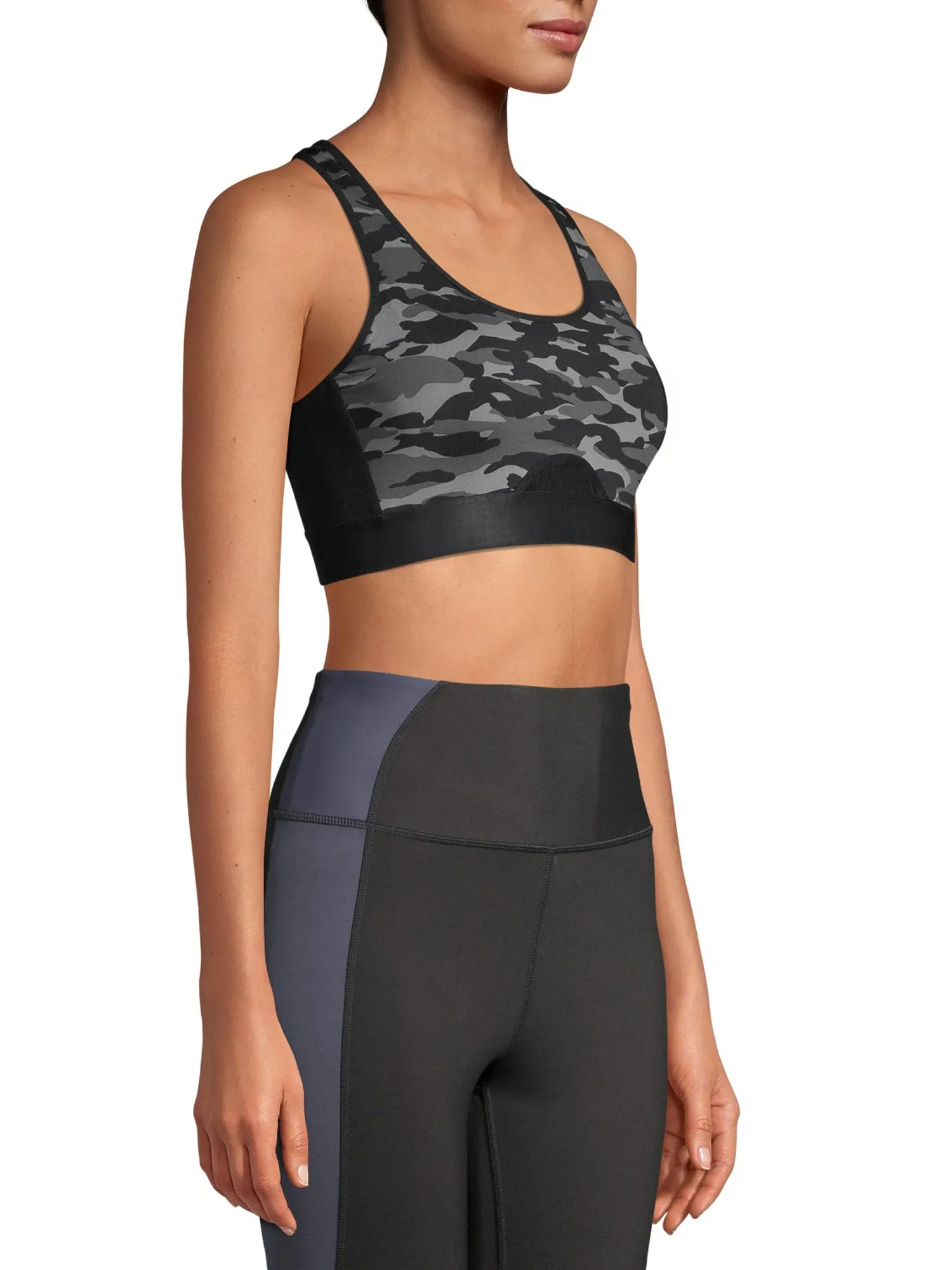 Layer8 Black/Gray Camo Print Sports Bra