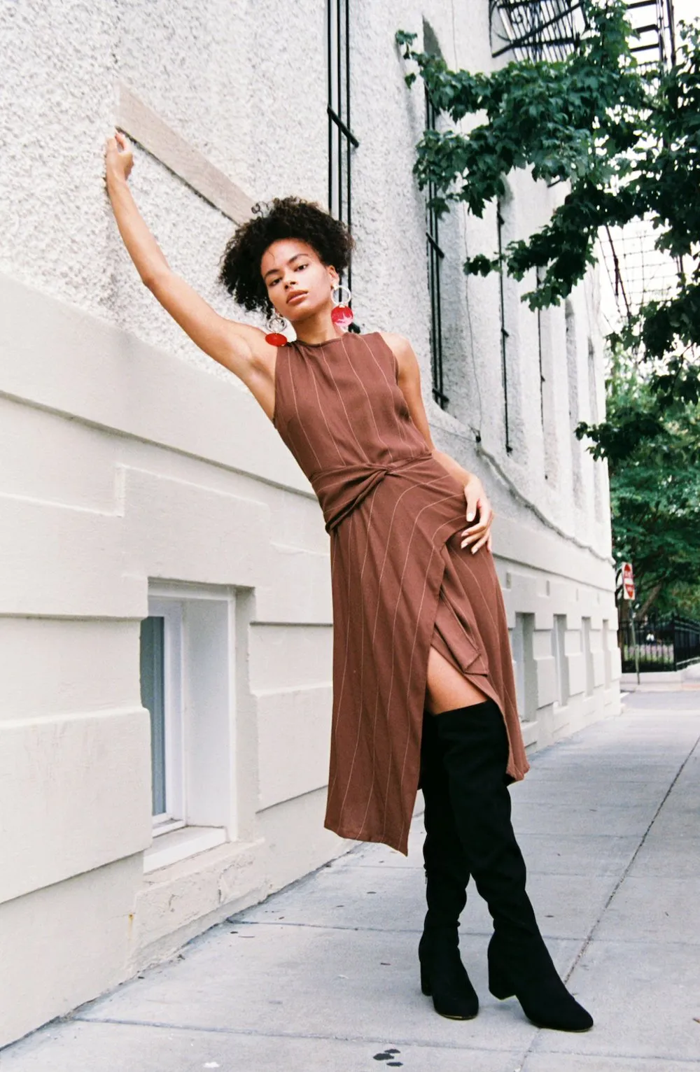 Lisboa brown wool crepe dress