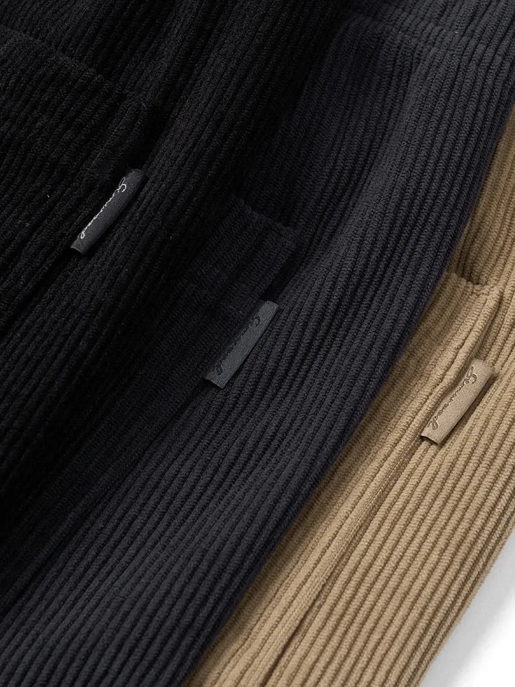 Loose Fit Warm Fleece Lining Corduroy Casual Pants - Plus Size Trousers