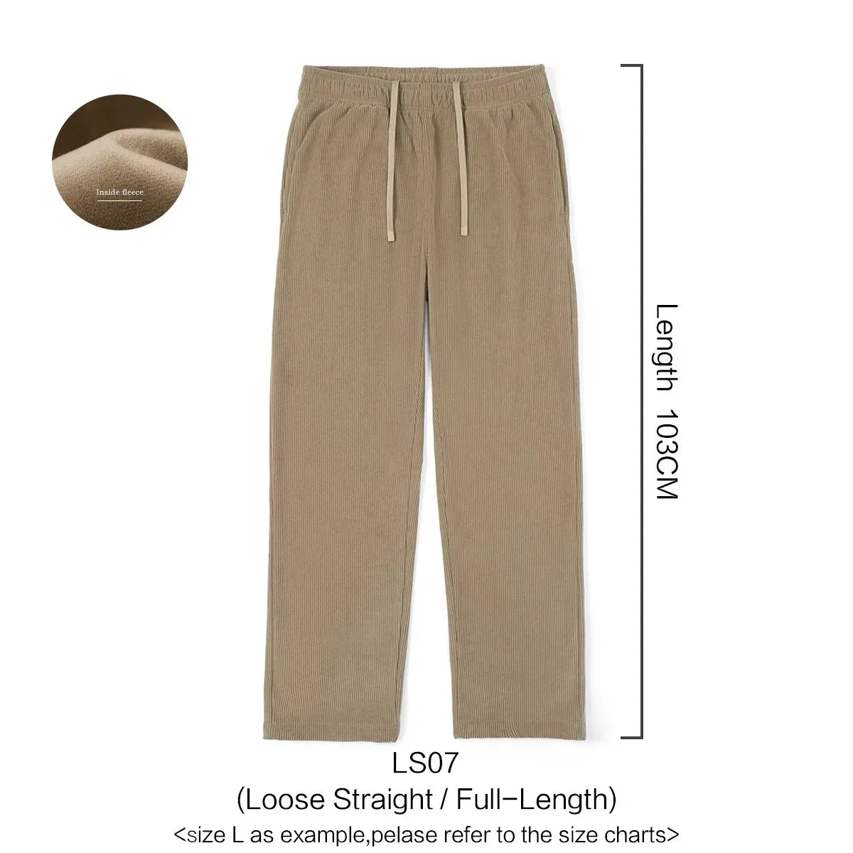 Loose Fit Warm Fleece Lining Corduroy Casual Pants - Plus Size Trousers