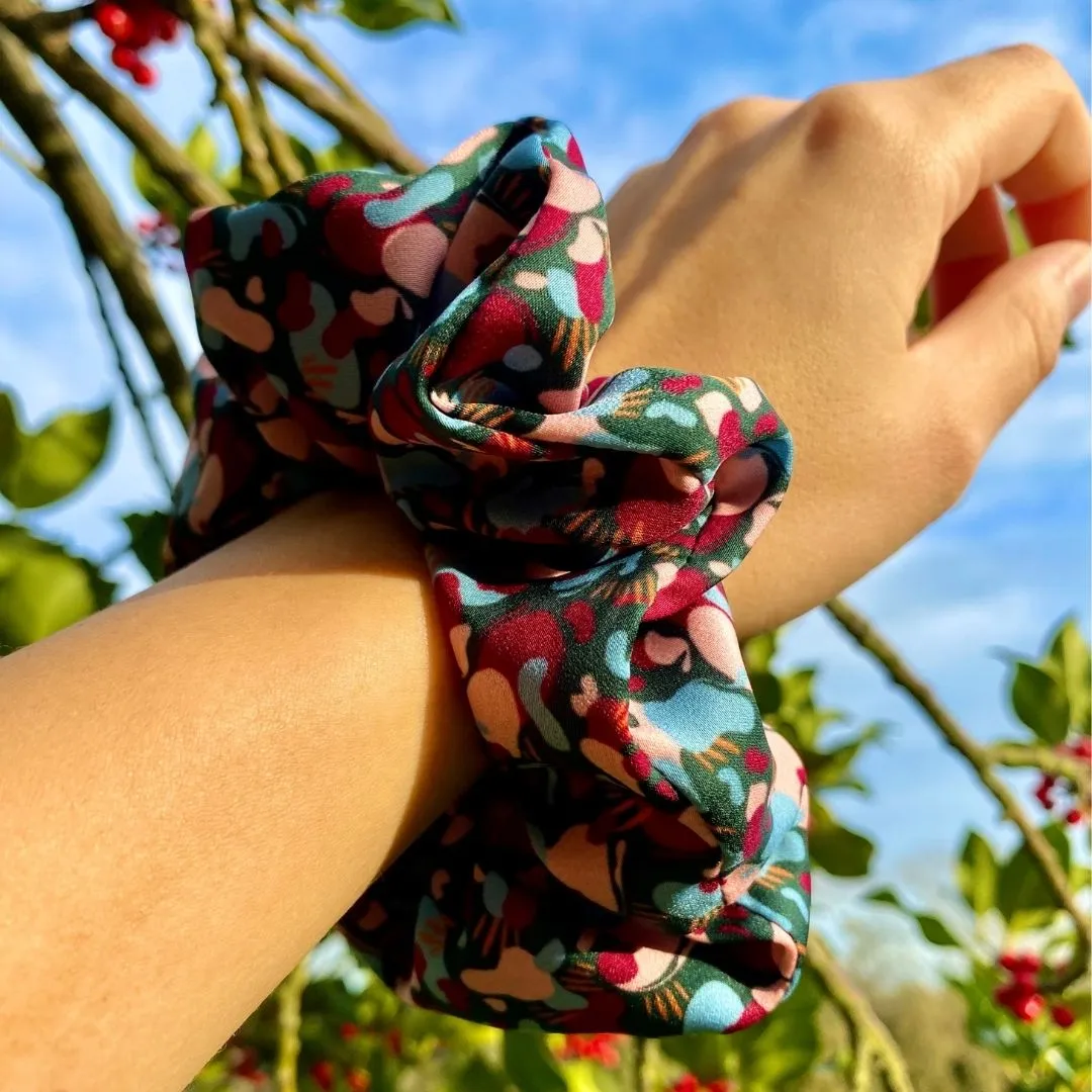 Marmo Print Hair Scrunchie Autumn Maroon