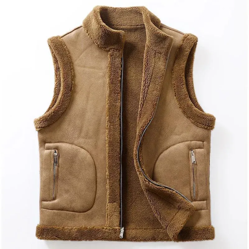 Men Fashion Casual Thicken Gilets Winter New Lamb Wool Coat Warm Vest Male Jacket Can Be Worn On Both Sides Sleeveless Waistcoat