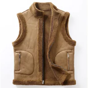 Men Fashion Casual Thicken Gilets Winter New Lamb Wool Coat Warm Vest Male Jacket Can Be Worn On Both Sides Sleeveless Waistcoat