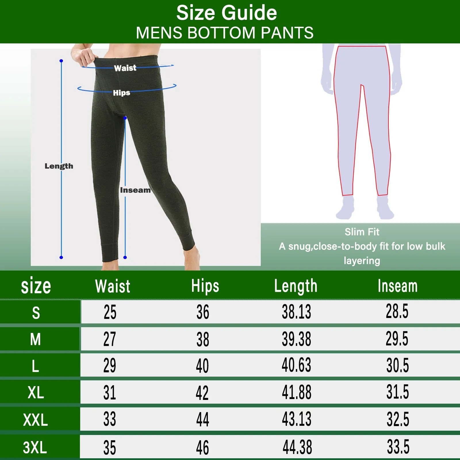 Men's Merino 250g Thermal Bottom Army Green