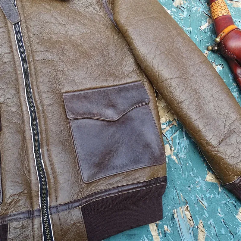 Men's Shearling Jacket Military Style Thick Warm Outwear