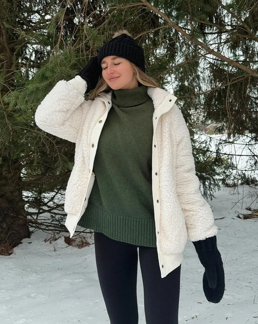 MEROKEETY Button Sherpa Fleece Pockets Jacket Coat
