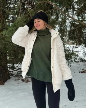 MEROKEETY Button Sherpa Fleece Pockets Jacket Coat