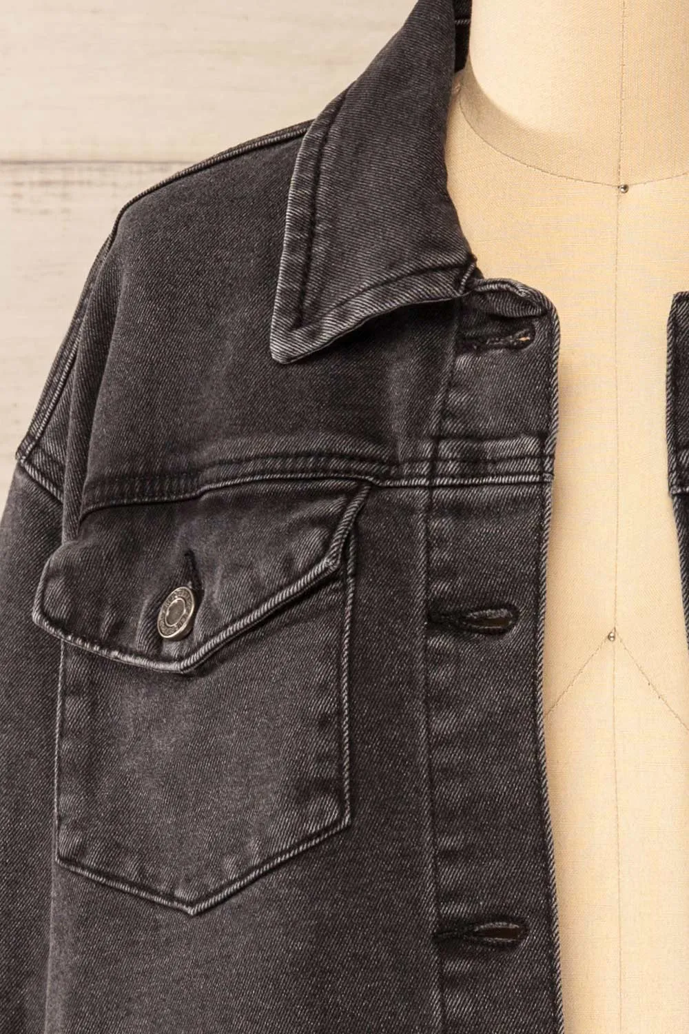 Monheurt | Oversized Black Cropped Jean Jacket