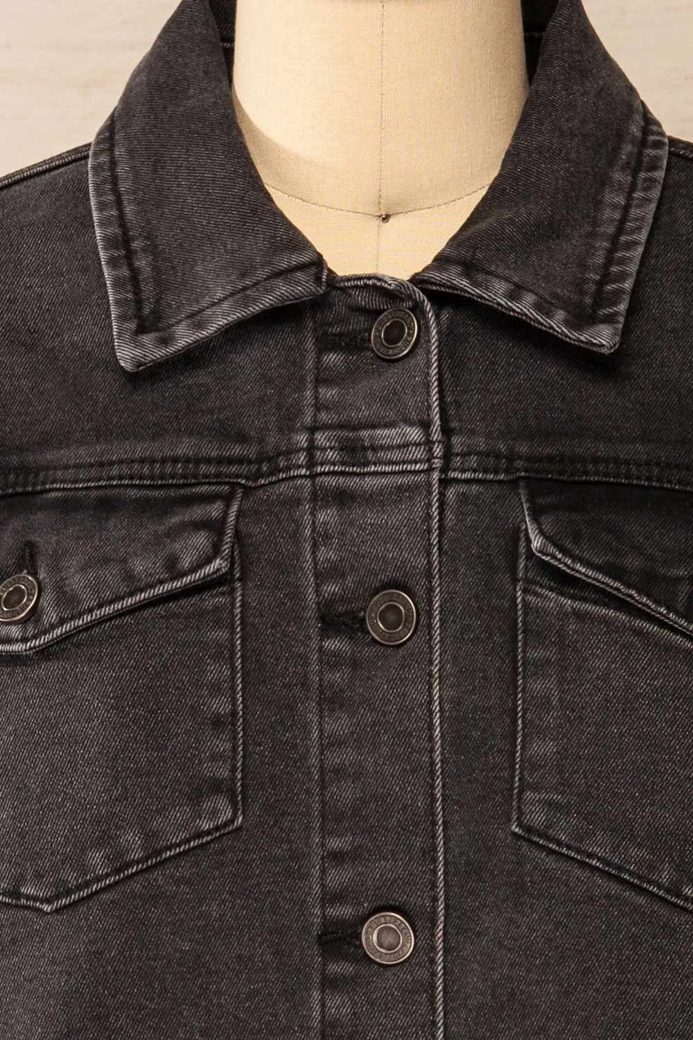 Monheurt | Oversized Black Cropped Jean Jacket