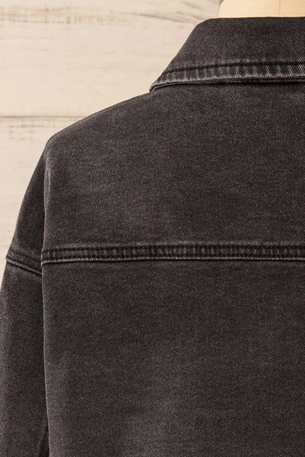 Monheurt | Oversized Black Cropped Jean Jacket