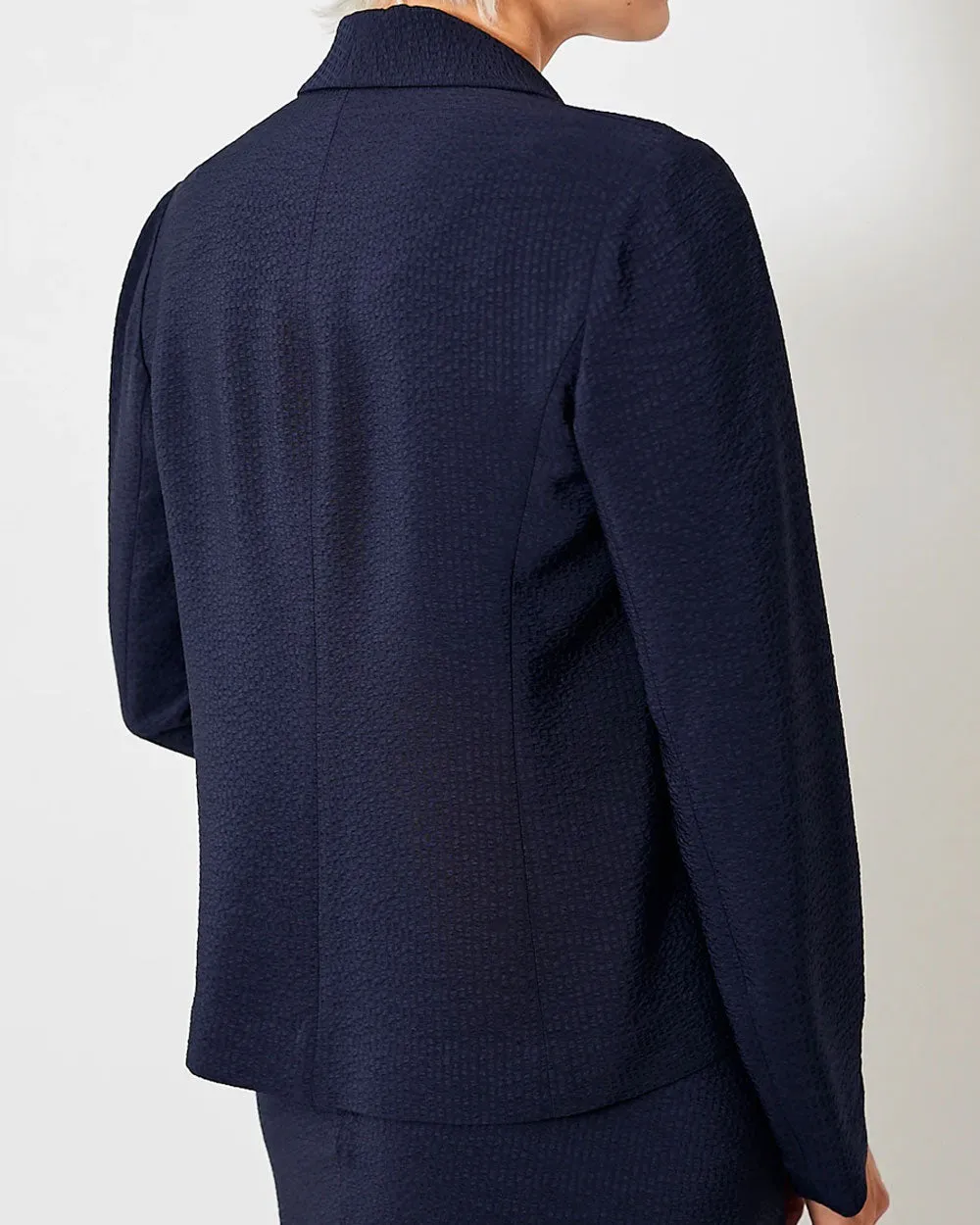 Navy Hammered Silk Prim Jacket