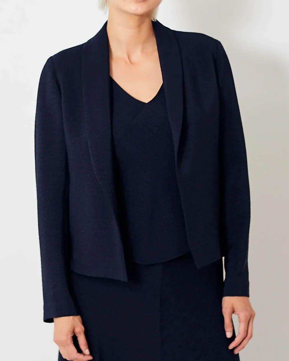 Navy Hammered Silk Prim Jacket