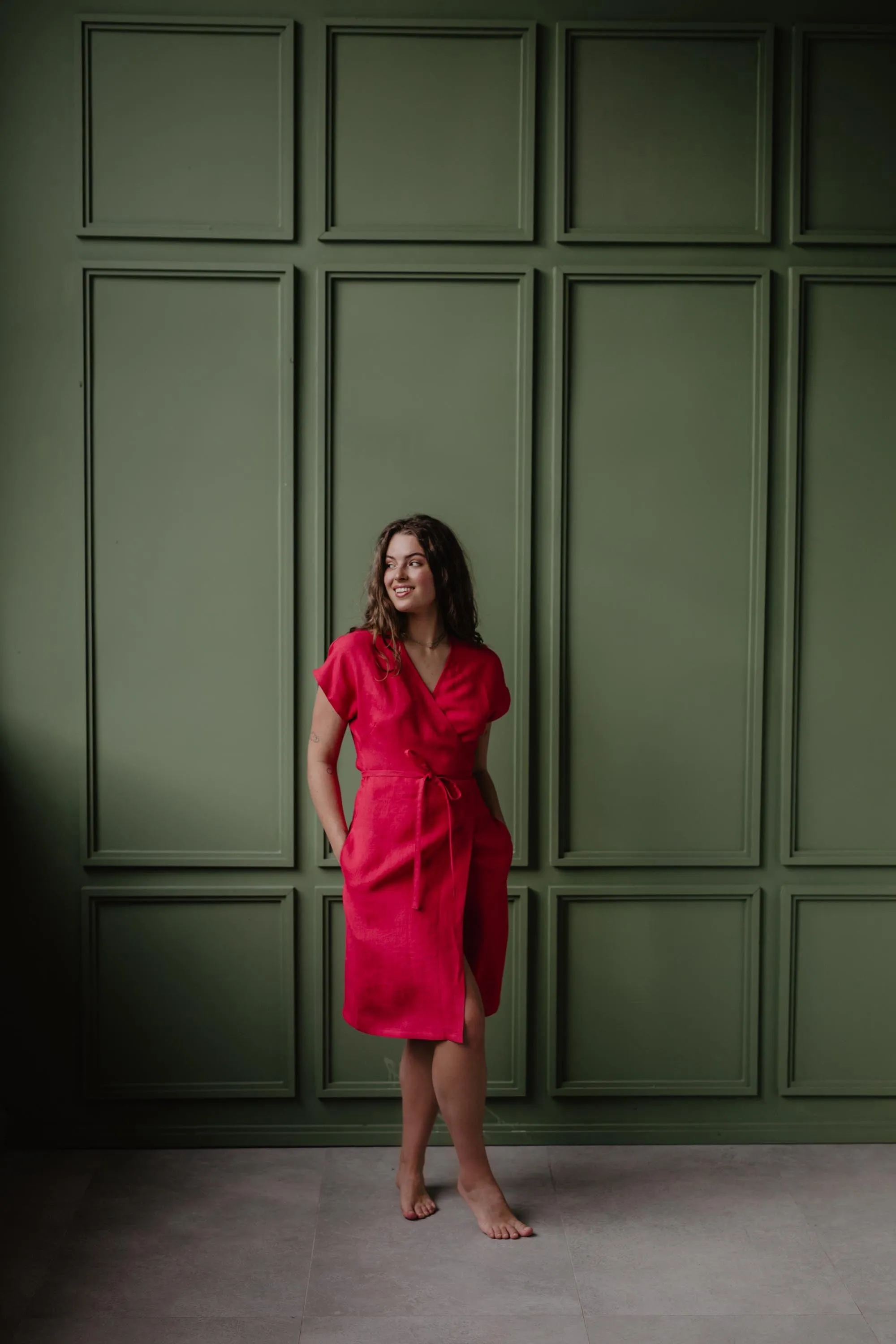 Olivia Linen Wrap Dress | Multiple Colours
