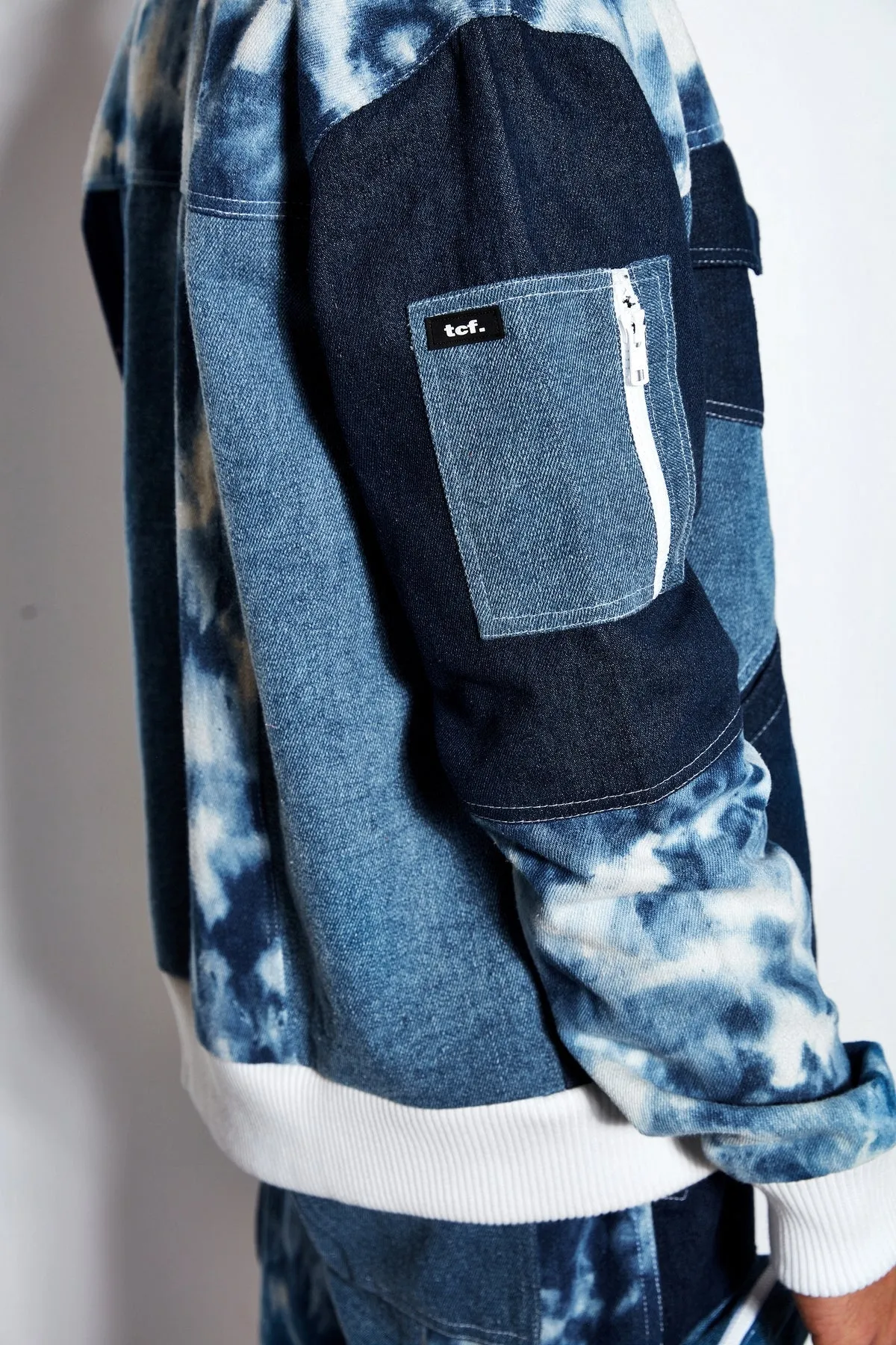 Patchwork Denim Bomber Jacket