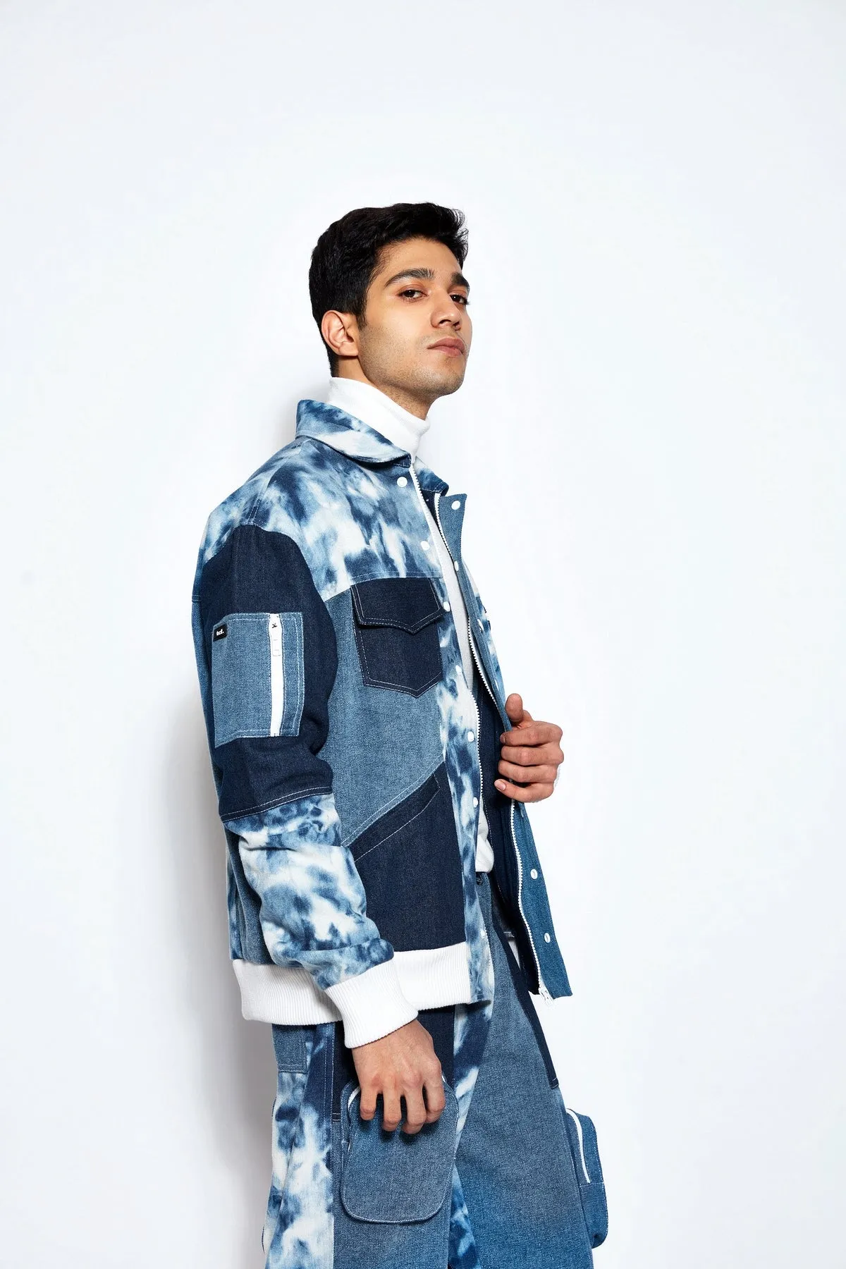 Patchwork Denim Bomber Jacket