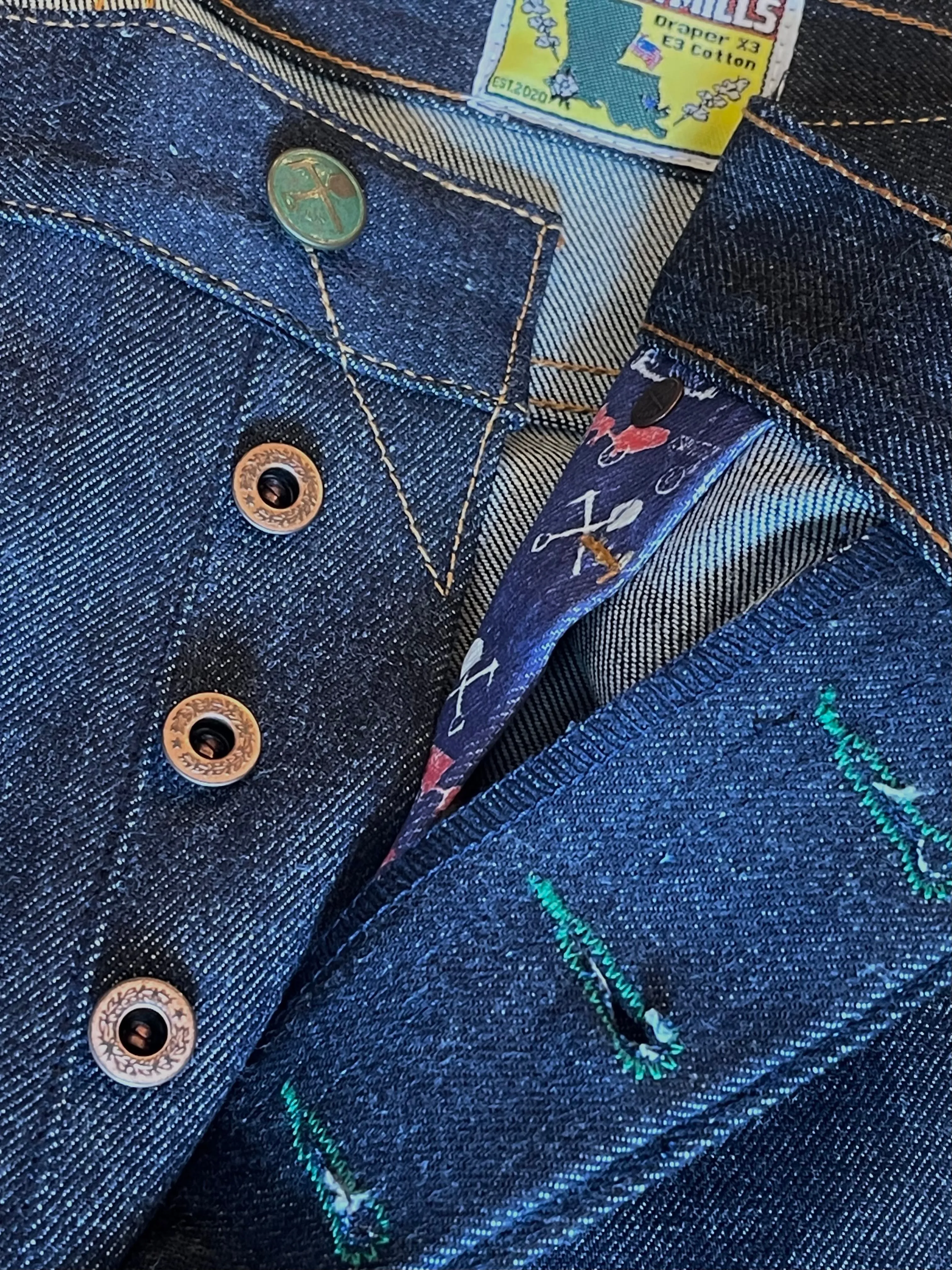 Pre Order - Atlas Vidalia Mills 14 oz Indigo Raw Denim - 1 Weeks