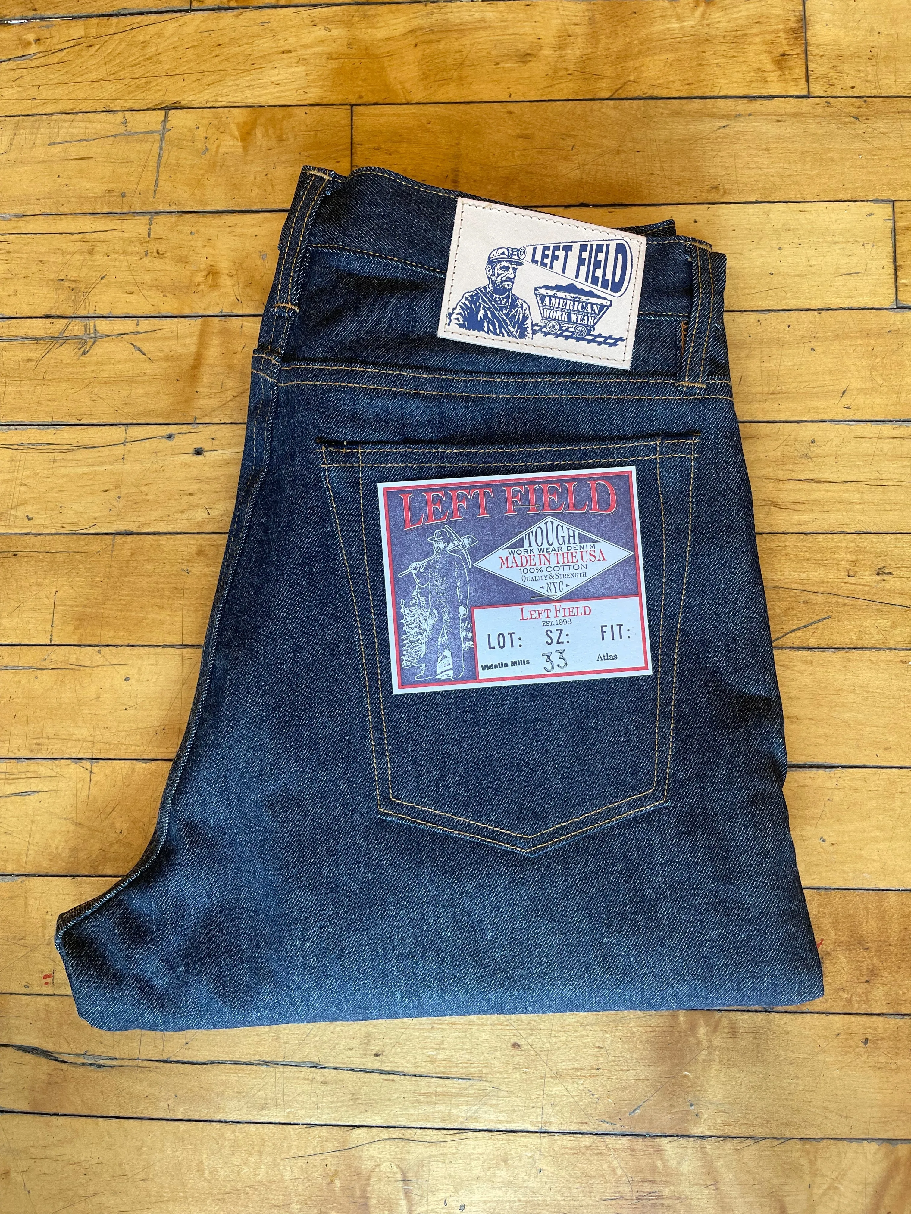 Pre Order - Atlas Vidalia Mills 14 oz Indigo Raw Denim - 1 Weeks