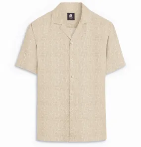 Pure Linen - Camp Collar - Short Sleeve - Beige
