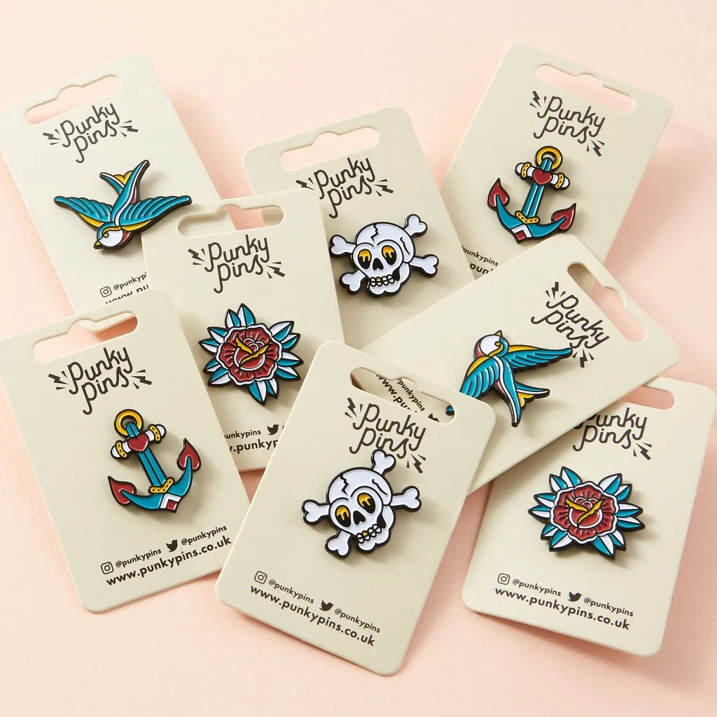 Red Flower tattoo inspired pin