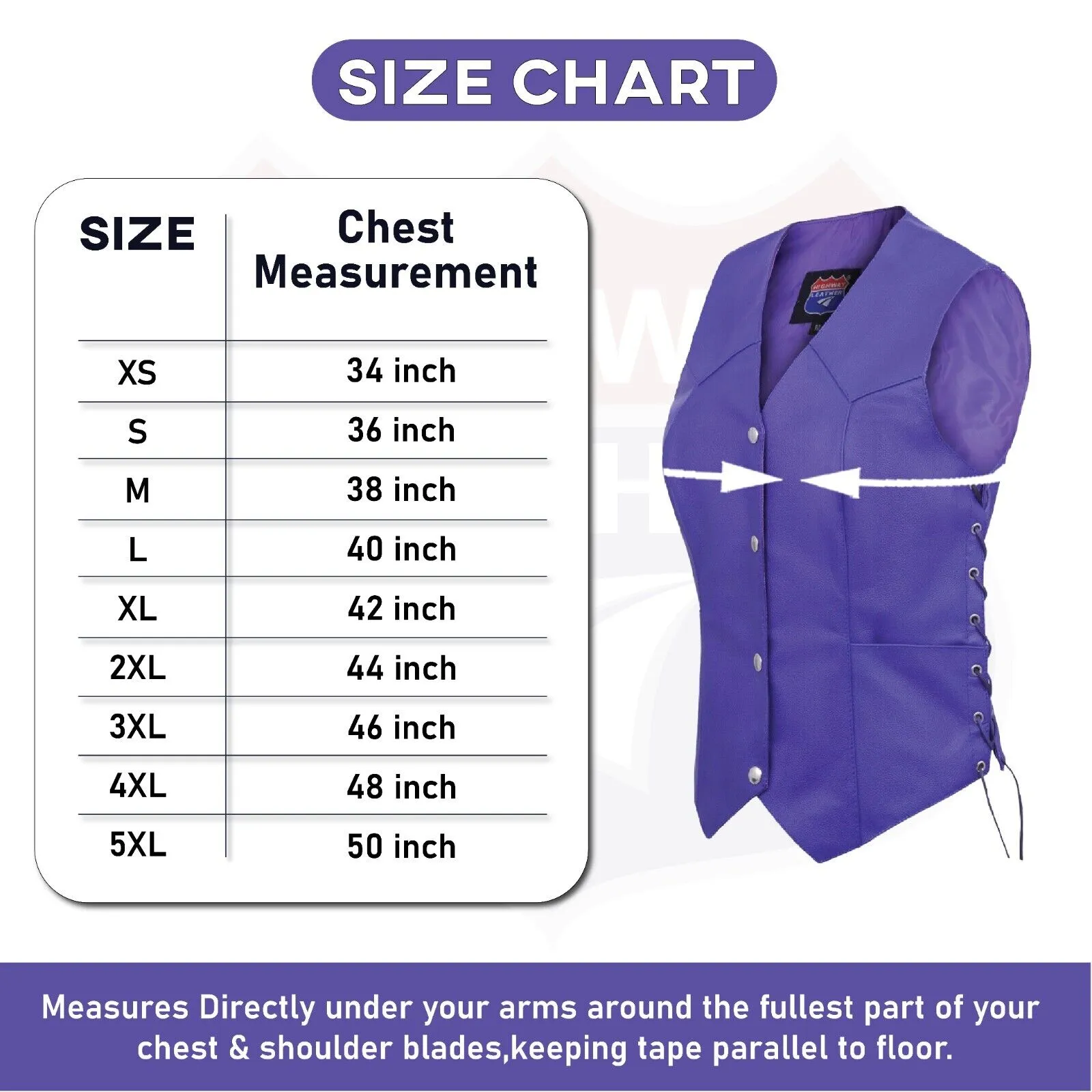 Royal Purple lace up side Leather Vest for Motorcycle clubs