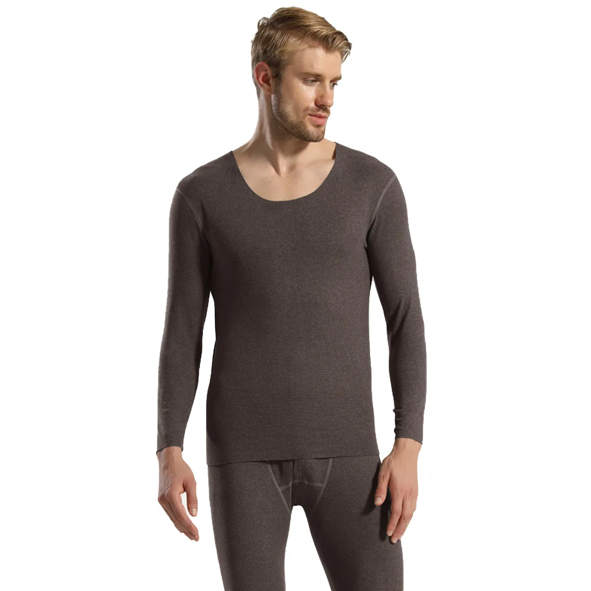 Sidiou Group Winter Thermal Underwear Set 2 Pieces Fleece Top and Pants Warm Cotton Underwear Women Men Solid Color Long Johns Suit