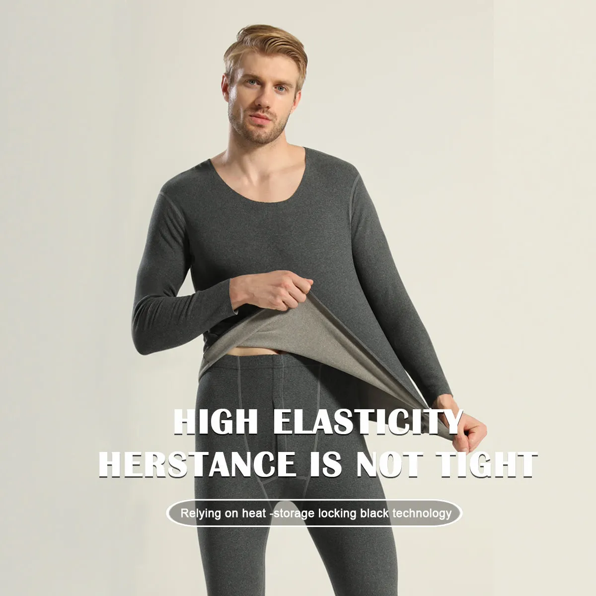Sidiou Group Winter Thermal Underwear Set 2 Pieces Fleece Top and Pants Warm Cotton Underwear Women Men Solid Color Long Johns Suit