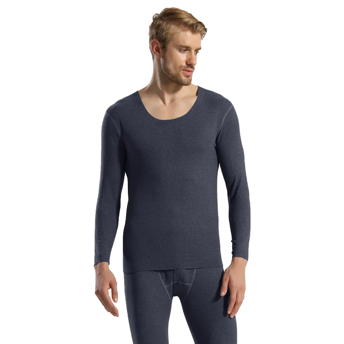 Sidiou Group Winter Thermal Underwear Set 2 Pieces Fleece Top and Pants Warm Cotton Underwear Women Men Solid Color Long Johns Suit