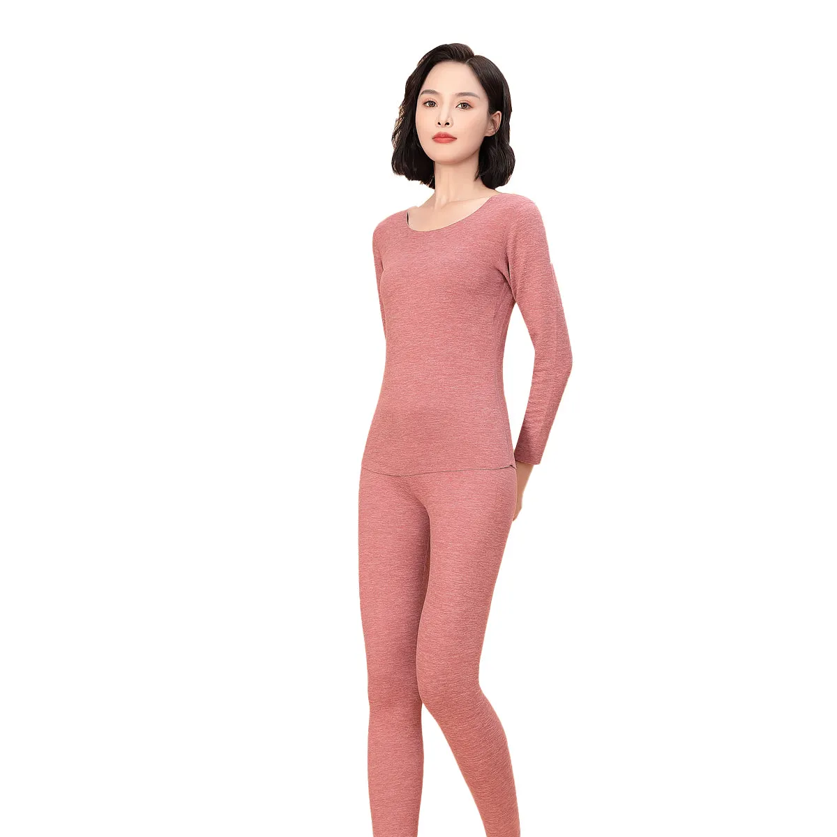 Sidiou Group Winter Thermal Underwear Set 2 Pieces Fleece Top and Pants Warm Cotton Underwear Women Men Solid Color Long Johns Suit